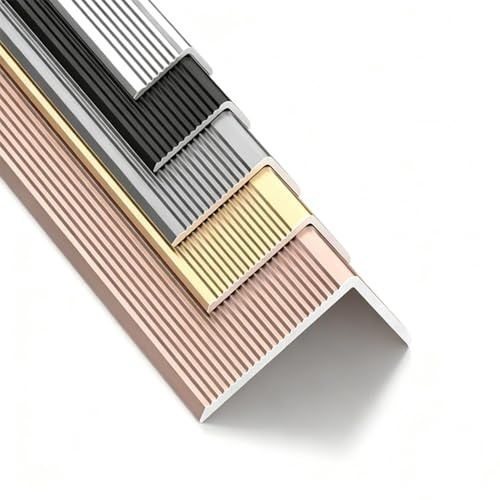 HOUKOIKBUG 50x30mm Profilo per Bordi Scale Forma di L Profilo Angolare Antiscivolo Profilo Bordo Scalas Alluminio per Scale Esterni E Interni Lunghezza 90 100 120cm(Black,100cm/40in)
