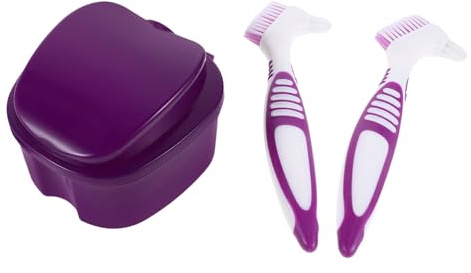 Anneome Igiene Protesi Dentaria con Spazzolino Doppia Faccia e Custodia Perdite Kit Completo per Pulizia e Conservazione di Denti Falsi Apparecchi e Retainer Organizzatore Igienico