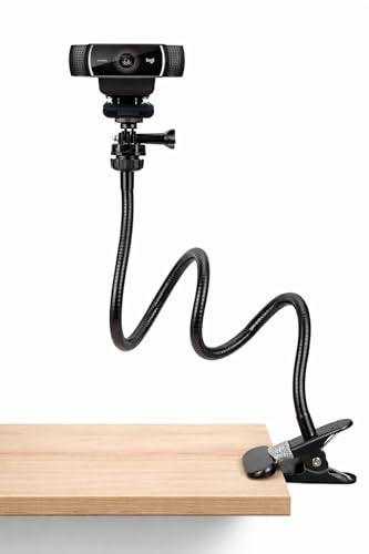 WORLDWIDETRADERS Universal 25 Inch Webcam Stand, Flexible Desk Mount Clamp Gooseneck Stand for Webcam, Camera, Microphone with 1/4 Tread