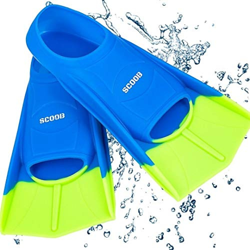 Swimming Flippers Training Swim Fins Short Blade For Snorkeling Diving Pool Activities Men Women Kids New Smart Camp Trendy Design Travel Size Mesh Bag (blue-green, 36-38 M)