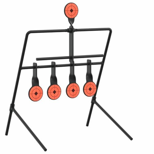 GeenYuu Cible réinitialisable en Acier Noir 40 x 34 x 53 cm pour tir intérieur extérieur, Gong Silhouette réactif pour entraînement précision Carabine Pistolet Arc fléchette Airsoft