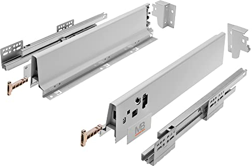 GTV - Modern Box Schublade I L=500mm H=83 mm I Grau I Leises Schließen I Belastung bis zu 40 kg I Einfache Installation I Synchronisation des Fahrweges der Führungen I PB-D-KPL500A