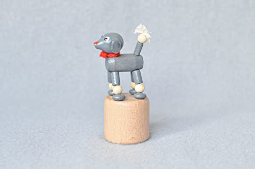 Rudolphs Schatzkiste Holzspielzeug Wackelfigur Pudel grau Höhe=7,5cm NEU Spielzeug Wackeln Wackeltier Wackelspielzeug Figur Holzspielzeug Holztier Tier Drücken Drückfigur Holz Holzfiguren Seiffen