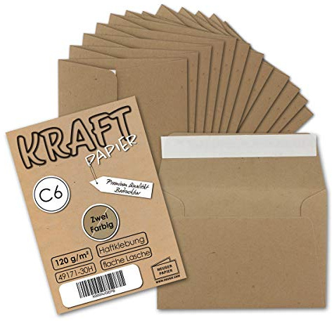 Kuvert av kraftpapper i brunt – självhäftande – NEYRE PAPIER 50 Umschläge BRUN