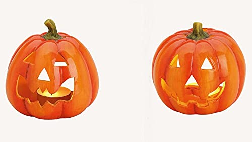 2 STK KÜRBIS Terrakotta WINDLICHT XXL b44 Orange Halloween Kürbisse Zuco Deko Herbstdeko Dekokürbis Dekoobjekt Tischdeko Kerzenhalter Teelichthalter Windlichter
