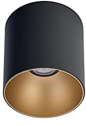 Licht-Erlebnisse Aufbaustrahler Schwarz, Gold, Aufbauspot GU10 Deckenlampe, Deckenspot, Spotlight, H:12,5 cm, Ø12,7 cm, Flur, Küche, Wohnzimmer, Aufbau Decke, Leuchte Innen