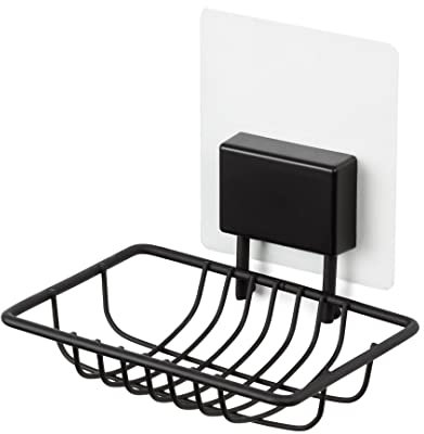 Compactor Bestlock Magic Bath Black Soap Holder - Wall-Mounted, Auto Adhesive, Black Plated Steel Wire