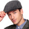 LADYBRO Herringbone Flat Ivy Newsboy Cap für Herren Klassische Wollmischung Tweed Cabbie Hut, 001 Plaid Black, S/M