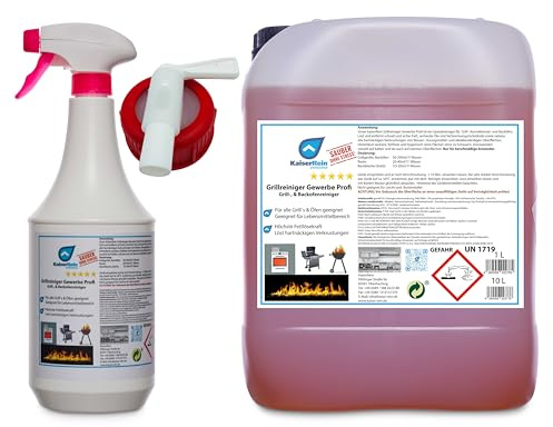 KaiserRein Grillreiniger Gewerbe Profi Grill-, & Backofenreiniger Spray 10L (mit Flasche und Hahn) Extra starker Fettlöser für Grill und Ofen I Grillrost Reiniger für Gasgrill I Backofen Reiniger