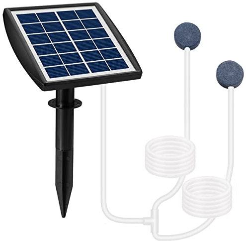 miuline Solar Pond Air Pump 2W Solar Powered Air Pump Oxygenator for Outdoor Pool Pond Fish Tank, Black
