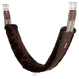 LeMieux Fleece Lined Anatomic Girth – Brown/Brown - Super Soft Fleece Lining - Elastic Straps - 130cm/52