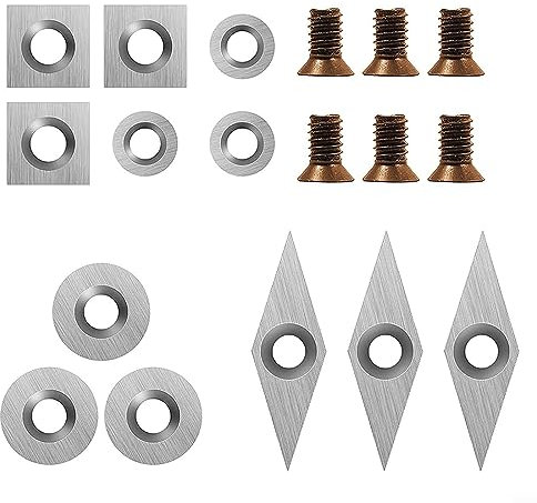 GeRRiT Lot de 18 burins de tournage du bois avec pointe en carbure de tungstène - Argenté