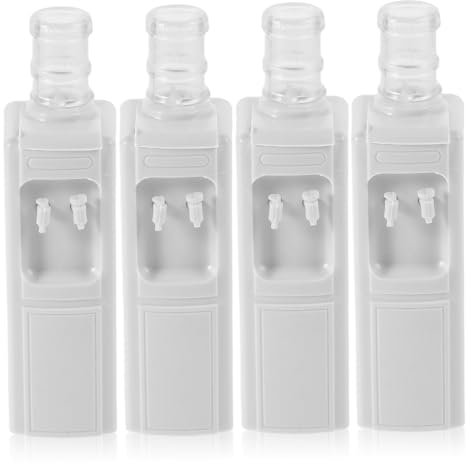 QUMIIRITY 4pcs Plastic Mini Drinking Fountain Toy Water Dispenser Dollhouse Accessories Boys and Girls Cute Tiny Bedroom Tabletop Water Dispenser for Boy Girl Decor