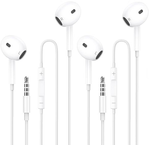 NkwwTe 2 Pack Auriculares con Cable, In Ear Auriculares con Micrófono y Control de Volumen, HiFi Estéreo Cancelación Ruido Cascos Compatibles con MP3/4 PC una Variedad de Dispositivos de 3,5mm Jack