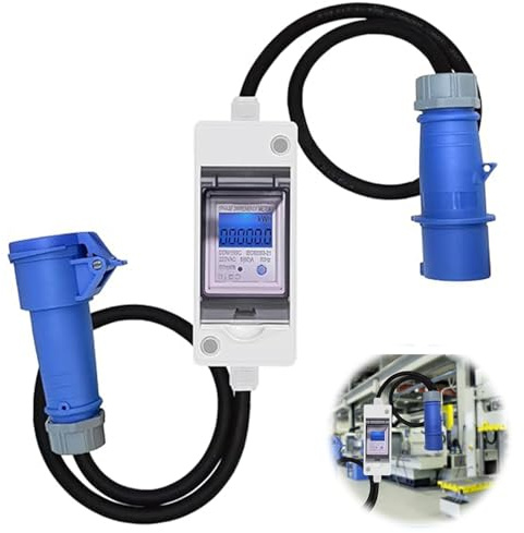 230V Mobile Digital Electricity Meter, Power Consumption Meters with LED Display, Mobile Portable Power Consumption Meters IP65 Waterproof for RV, camping, electric vehicles