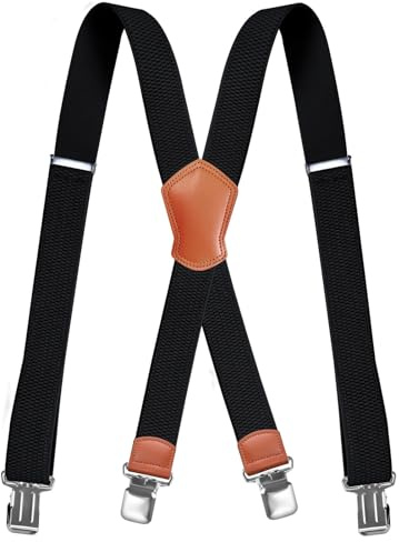 Tirantes ajustables para hombre, anchos, 4 cm, tirantes extra anchos en X vintage, para hombres, con 4 clips de metal resistentes, elásticos extra fuertes para hombres y mujeres, tamaño ajustable