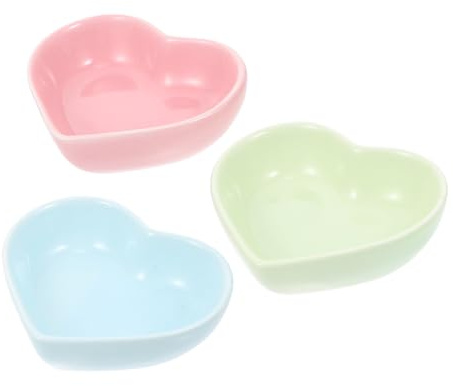 TOGEVAL Ciotole per Alimentazione Animali Domestici Set 3 Pezzi a Forma di Cuore in Ceramica, Contenitori per Cibo Criceti Piccoli Animali, Facili da Pulire e Resistenti per Uso