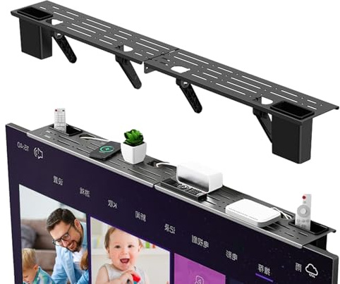Generiskt övre monitorställ – justerbart TV-skärmstativ, starkt stödfäste, vikbart halkfritt fäste | skrivbordsorganisatör för spelkonsol, mediabox, dator, kontor, hem