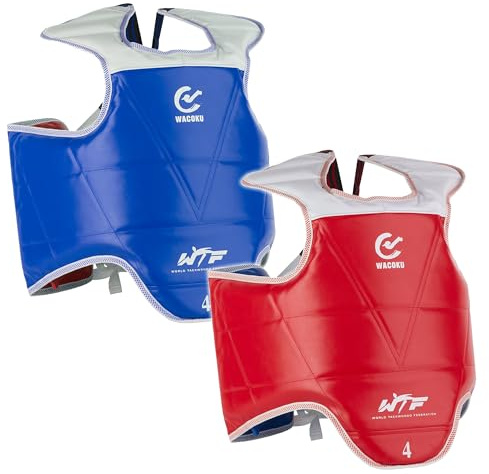 MAR | Taekwondo Chest Guard Unisex for Sparring & Training | WTF Approved | Upper Body & Rib Protection Pad Reversible Kickboxing Body Protector, MMA Muay Thai Strike Shield, Martial Arts Red & Blue