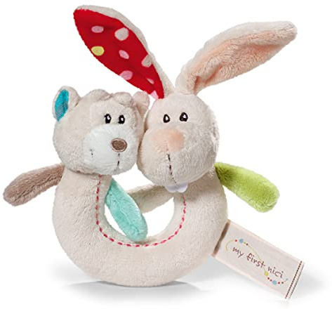 Nici 37877 par Greifring hase Tilli och björn kranar med rassel