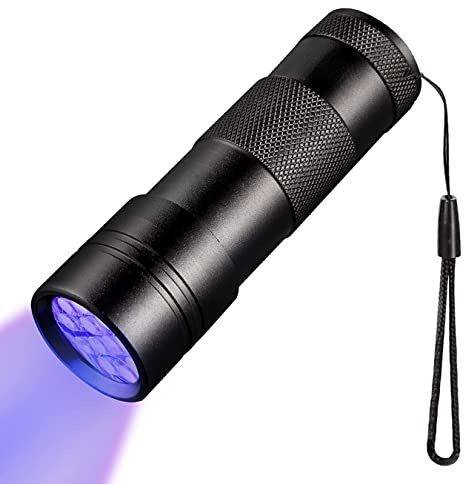 JacobsParts UV Flashlight Black Light, Handheld Inspection Blacklight 12 Led 395nm Mini Light Torch for Dog Pet Urine Stains, Bed Bugs Detector and Scorpions