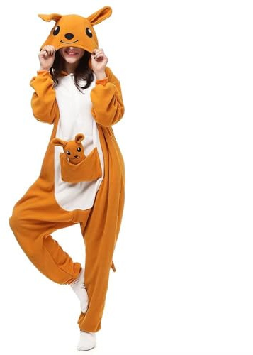 Silver_river Combinaison Unisexe Adulte Pyjama Animal Cosplay Deguisement Kigurumi, XL, Kangourou Marron