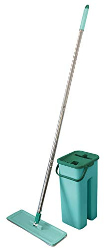 Sauber Meister Profi Bodenwischer Set mit Eimer & Mopp Wischmopp Smart Mop Plus compact blau | Fortschrittlicher Bodenreiniger mit Clean & Dry-Technologie (Smart Mop+ Kompakt)