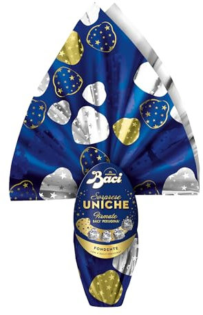 BACI PERUGINA Maxi Uovo di Pasqua 2025 Cioccolato Fondente con Sorpresa e 4 Cioccolatini 380g