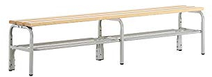 Panca per Spogliatoi, Panchina Scarpiera, un lato utile, con ripiano per scarpe, lunghezza 1500 mm, grigio chiaro