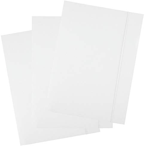 D.RECT 25x Sammelmappe A4 Weiß – Dreiklappmappe mit Gummiband – 300g Karton – Dokumentenmappe für Büro & Schule