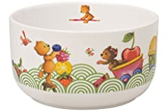 Villeroy & Boch – Hungry As A Bear Müslischale, 440 ml, Kinderbowl, Spülmaschinenfest, Geschirr für Kinder, Schüssel aus Premium Porzellan, Weiß/Bunt