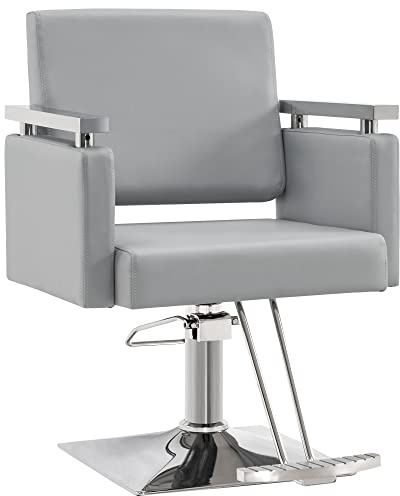 BarberPub Classic Hydraulic Barber Chair Styling Salon Chair for Hair Stylist Beauty Spa Equipment 8808 (Grey)