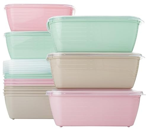 QILZO 12 Stück Lebensmittelbehälter aus Kunststoff 1,2L, BPA-frei, geeignet für Mikrowelle, Spülmaschine, Gefrierschrank, Lebensmittelbehälter mit Deckel, Wiederverwendbarer Behälter