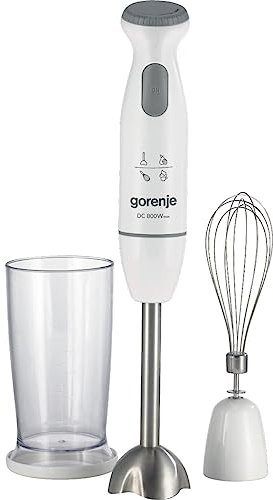 Gorenje HBC802QW Stabmixer / 800 W/Edelstahlaufsatz/Viererklinge/Hochleistungsmotor/Einfache Reiningung/Inklusive Messbecher und Schneebesen/Weiß