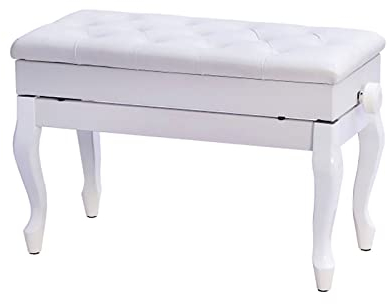 IBOWZ Klavierhocker Höhenverstellbare Klavierbank aus Holz, bequemer Duet-Hocker, gepolsterte Kissenfüllung mit hochelastischem Schwamm und Staufach