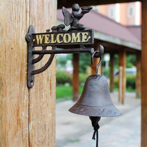 KOINEN Gusseisen Türglocke, Wand montiert antike Türkling Wandglocke aus Gusseisen, Wandmontage, Handglocke, Glockenspiel, Haustürglocke for Garten, Zuhause, Wanddekoration, Gartentor, Bauernhaus