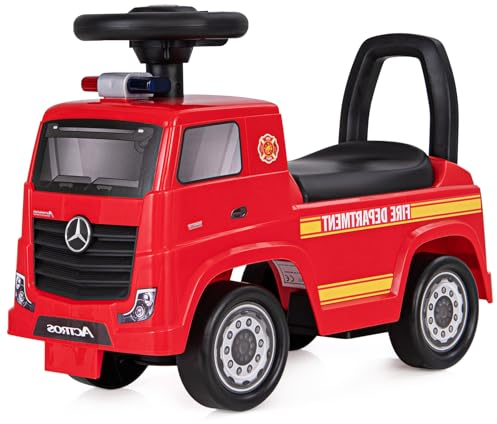 SOARS Mercedes-Benz Rutschauto, Feuerwehrauto mit Warnleuchte, Hupe & Musik, Rutschfahrzeug mit verstecktem Stauraum, Kinderfahrzeug bis 23 kg belastbar, für Kinder ab 2 Jahren