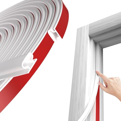 6M Burlete Puerta Tiras Sellado Ventana Goma, Autoadhesivo PVC Junta Cinta Insonorizar Aislante Frio para Marcos de Puertas Entrada Casa,Puerta Corredera, Puerta Coche Blanco