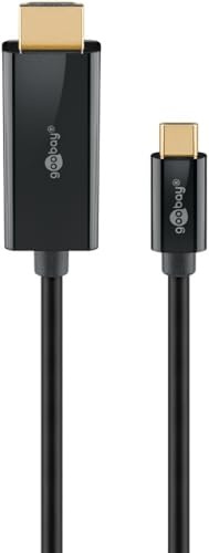 goobay USB C till HDMI 2.0-kabel – guldpläterade kontakter, Ultra HD-upplösningar upp till 4K @ 60 Hz, USB-C adapter till HDMI för bärbar dator, PS5, Xbox, Apple TV 4K, TV-tillbehör – 1 m – 75696