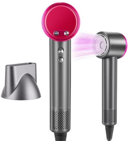 Hair Dryer, Professional Ionic Hair Dryer with 3 Speed 4 Heat Setting, Brushless Motor 110000 RPM Low Noise Thermo-Control Travel Hairdryers with Magnetic Nozzle 1600W Portable for Home Travel(Gray)