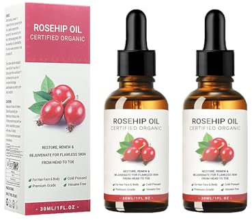 Huile de rose musquée, soin réparateur et nourrissant de nuit, base avant masque, éclaircissante, antioxydante, huile essentielle de vitamine C pure, 30 ml (2pc, 30ml)