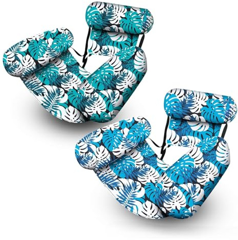 Inflatable Pool Floats for Adult, 2/1 Pack Palm Leaf Floating Lounge Chairs, Blow up Pool Noodles for Adult Heavy Duty,Lake Raft Floaties, Floating Chair for Party Summer Water Beach Lake Fun (2Pcs)