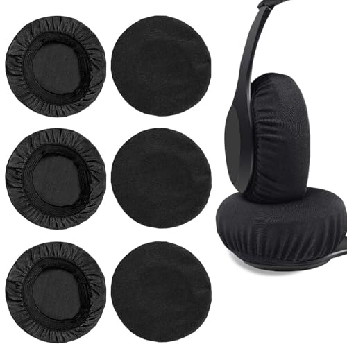 6 Pièces Ecouteur Hygiene Couvre Ecouteurs, Housses de Casque Extensibles Lavables, Housse Casque Audio, Compatible avec Coussinets de 6 à 8 cm, Contre La Saleté, pour Salle de Sport, Jeux (Noir)