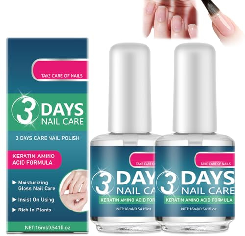 Cura delle unghie in 3 giorni, siero fortificante alla cheratina e agli aminoacidi per unghie fragili e danneggiate, siero di crescita da 16 ml e smalto trasparente per una manicure forte e morbida (2