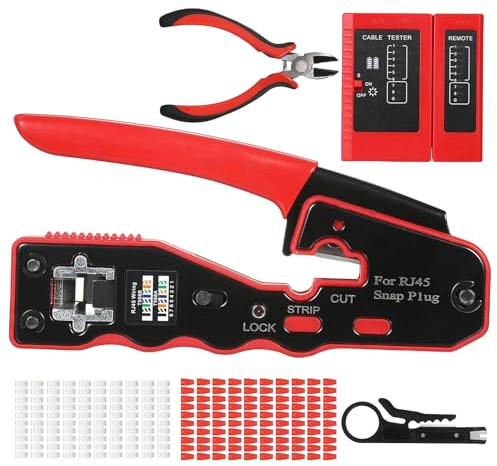 Qfdiwr Crimpadora de Cables | Mango Ergonómico y Multifunción - Crimpadora Manual y Pelacables,Para Profesionales Aficionados Principiantes Hogar Fábrica Taller Garaje