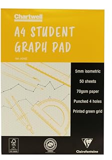Clairefontaine J424BZ Chartwell bloc collé 50F A4 70g millimétré isométrique 5mm