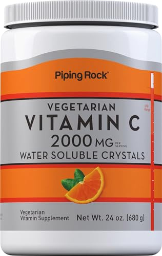 Piping Rock Vitamin C Powder | 2000mg | 24 oz | Water Soluble Crystals | as Ascorbic Acid | Vegetarian, Non-GMO, Gluten Free Supplement