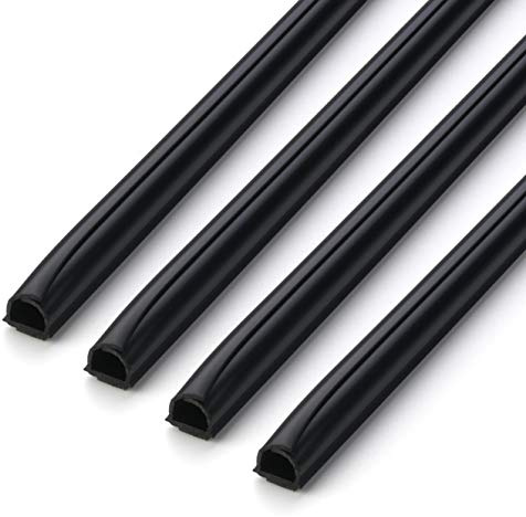 2201.oV Kabelkanal - 4 Stück je 100 x 1,1 x 1,0 cm (L/B/H) - selbstklebend (schwarz)