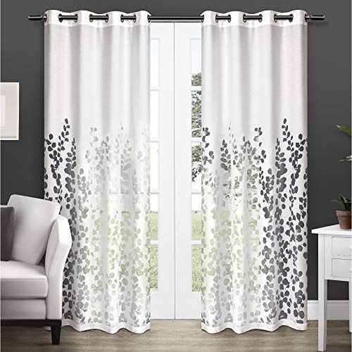 EXCLUSIVE HOME Chatra Faux Silk Grommet Top Curtain Panel Pair, 54x96, Winter White