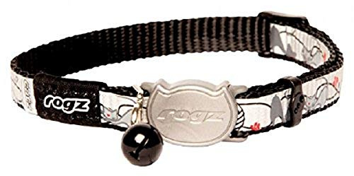 Reflectocat ROGZ CAT COLLAR WITH BREAKAWAY BUCKLE AND NIGHT TIME VISABILITY (Black Cat)